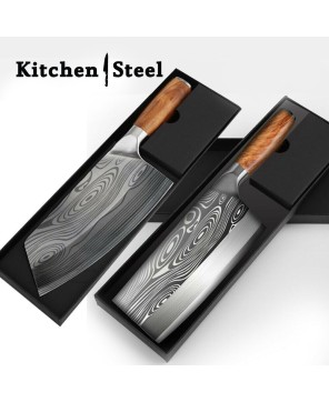 Butcher Knife Set Stainless & Damascus Steel Cleaver Chef and Chopper Slicing Knives