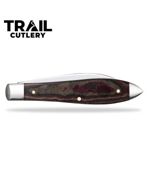 Spear Blade Rustic Red Richlite Smooth Teardrop Pocket Knife by Trail Cutlery