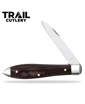 Spear Blade Rustic Red Richlite Smooth Teardrop Pocket Knife by Trail Cutlery