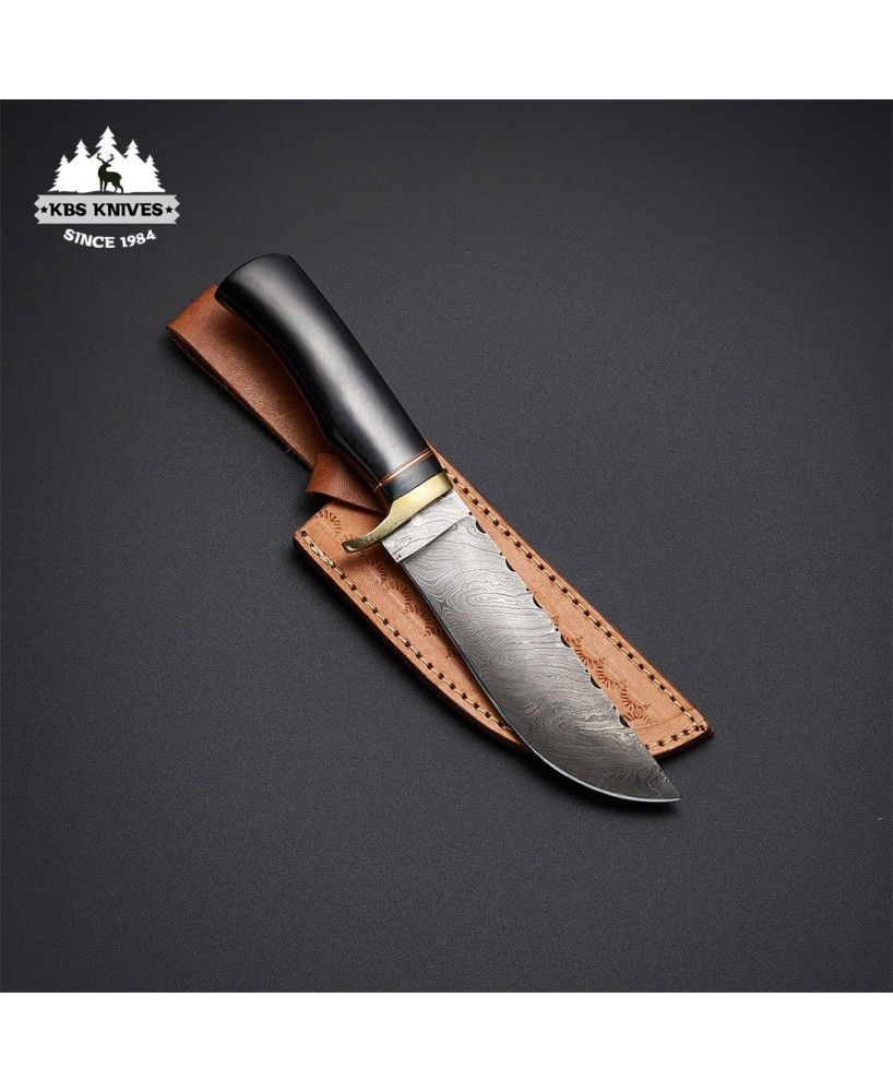 Best Premier Handmade Hunting Knife by KBS Knives - 6" Damascus Blade