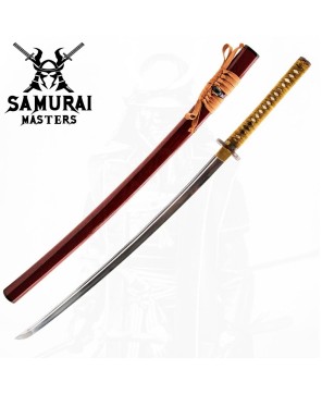 Hand Forged 1045 Carbon Steel Katana Sword with Red Scabbard