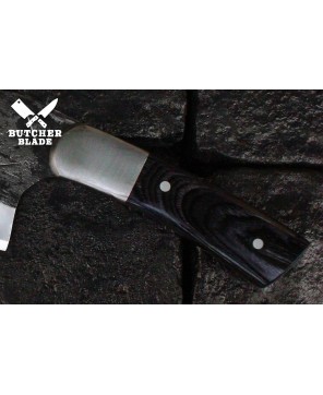 Black Wood Handle Carbon Steel Butcher Knife