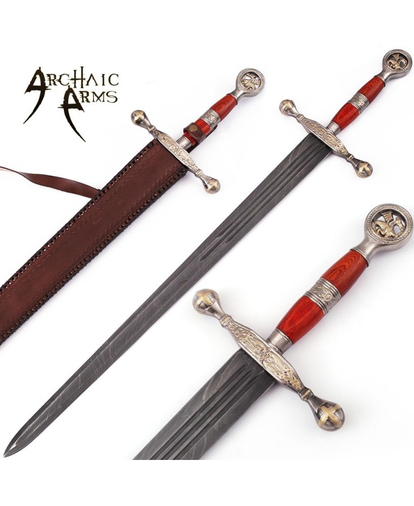 Saint George Damascus Steel Sword - Legendary Design