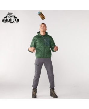 Diamond Quilted Insulated Bomber Hoodie - Men's Pinyon Green