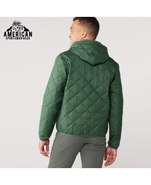 Diamond Quilted Insulated Bomber Hoodie - Men's Pinyon Green