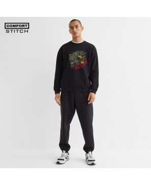 Relaxed Fit Printed Sweatshirt in Black