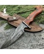 Custom Damascus Hunting Bowie Knife