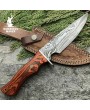 Custom Damascus Hunting Bowie Knife