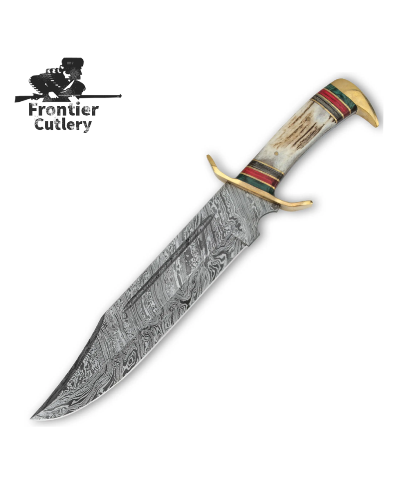 Wolf Damascus Steel Bowie Knife | Frontier Cutlery