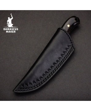 Damascus Steel Skinning Knife with Leather Sheath