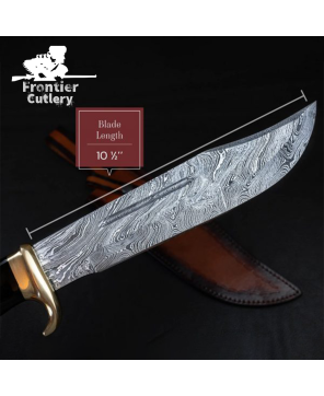 Custom Handmade Damascus Steel Bowie Hunting Knife