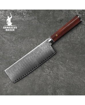 Damascus Japanese Style Nakiri Chef Knife By Damascus Maker