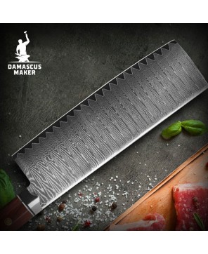 Damascus Japanese Style Nakiri Chef Knife By Damascus Maker