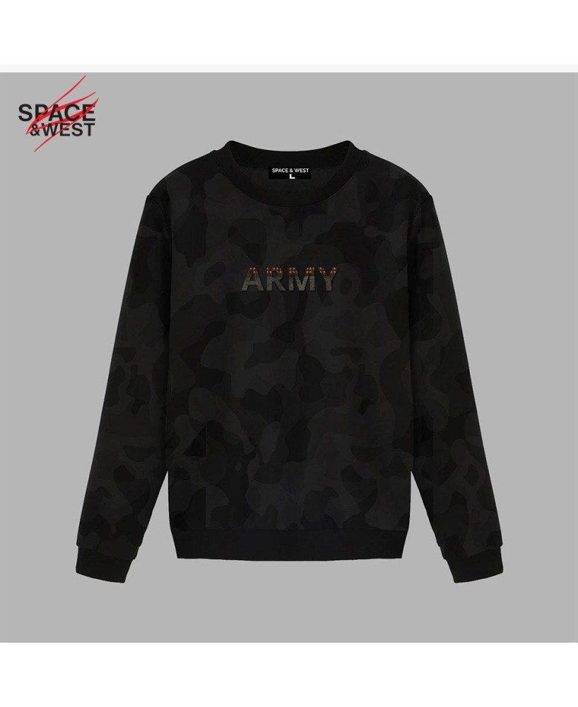 Camouflage Army Print Sweatshirt with Round Neck