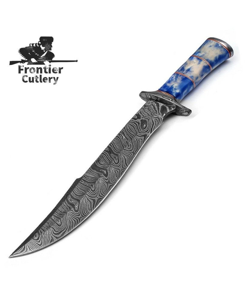 Camel Bone Damascus Bowie Knife