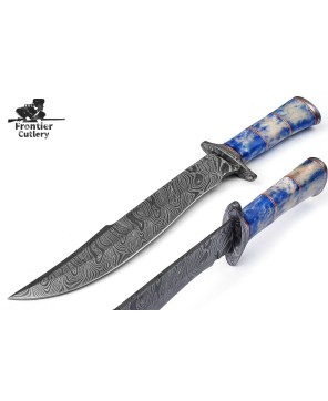 Camel Bone Damascus Bowie Knife