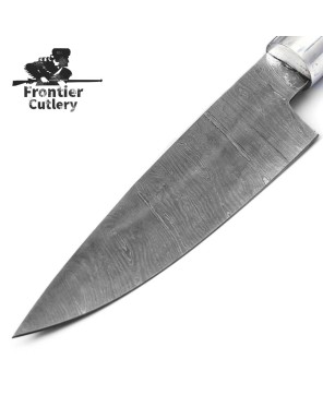 Damascus Chef Knife, Bone & Wood Handle