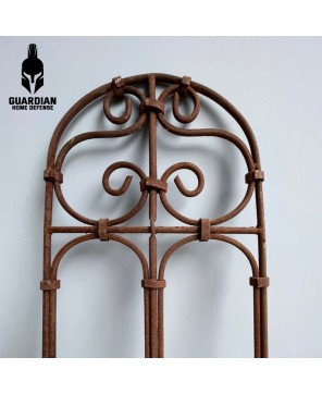 Beautiful antique rustic wrought iron grill, garden tellis, ironwork panel, rusty fence