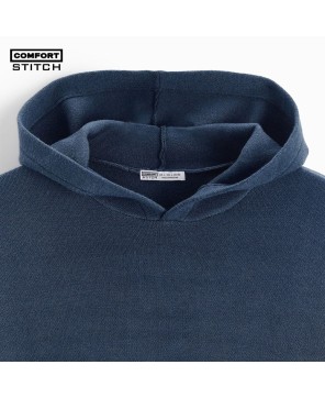 Comfort Stitch Blue Knit Hoodie - Stylish & Sustainable Comfortwear