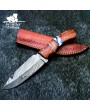 Custom hand-forged Damascus steel 10" camping hunting knife