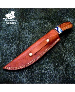 Custom hand-forged Damascus steel 10" camping hunting knife