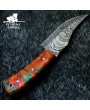 Resin Handled Damascus Skinning Knife