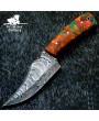 Resin Handled Damascus Skinning Knife