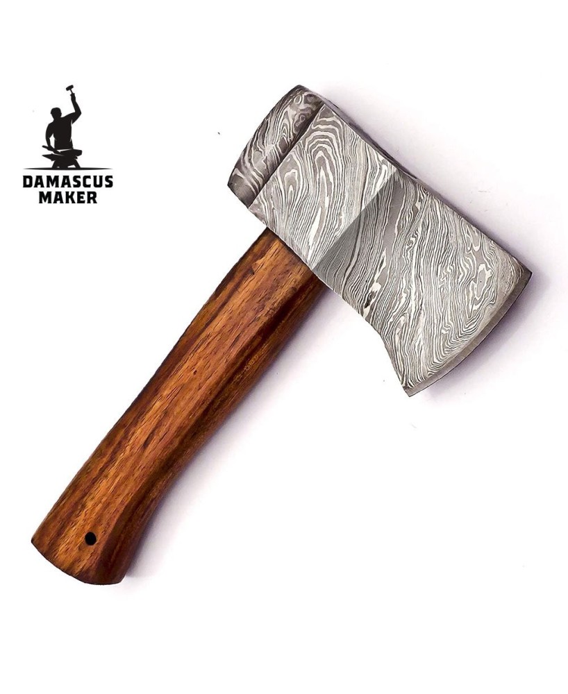 Rosewood Handmade Damascus Axe