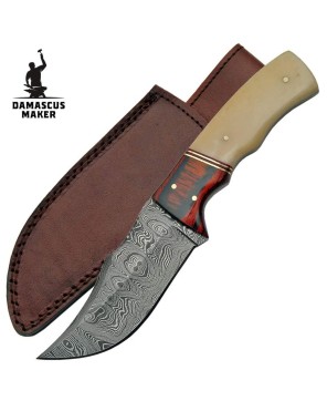 Damascus Bone/Wood Hunting Knife