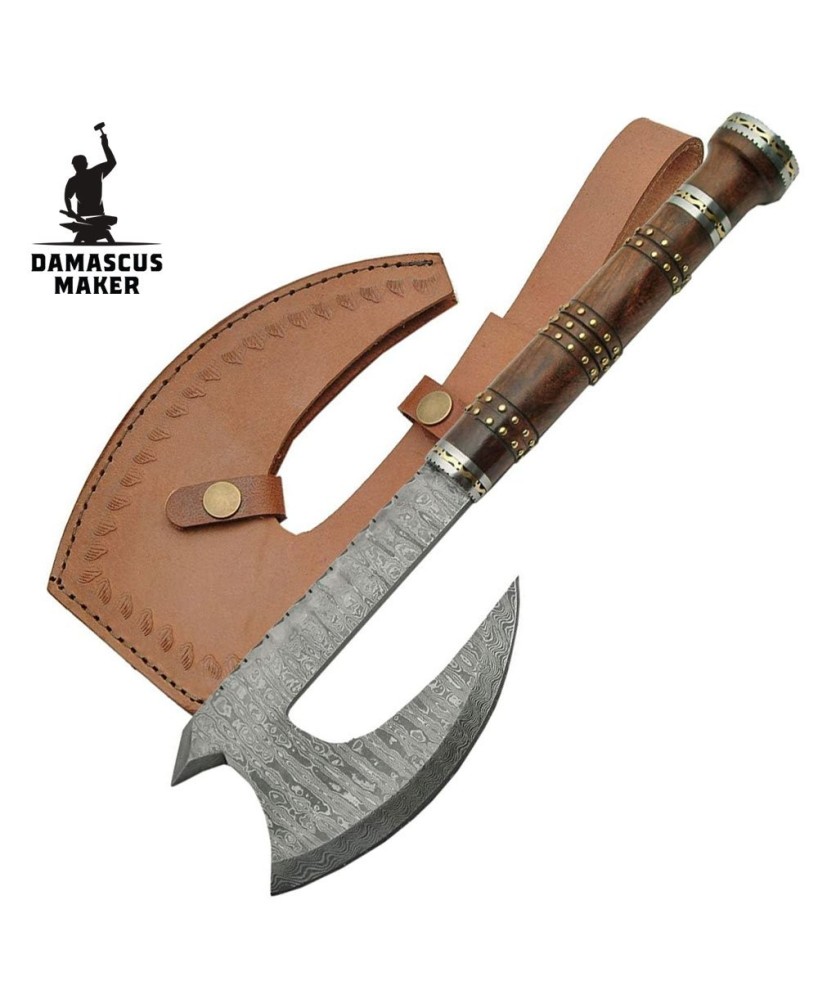 Damascus Steel Rosewood Axe