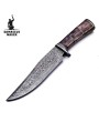 Handmade Damascus Steel Bowie Knife with Leather Sheath