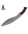 Damascus Kukri Knife with Leather Sheath