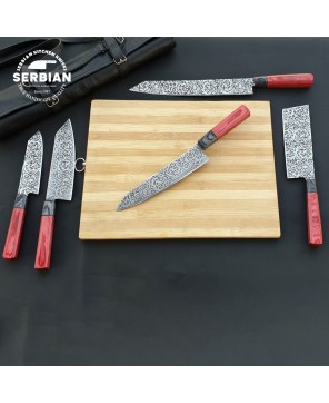 Serbian Knives: Etched Chef's Knife Set