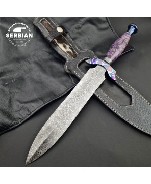 TITANIUM MOSAIC DAMASCUS DAGGER BY SERBIAN KNIVES