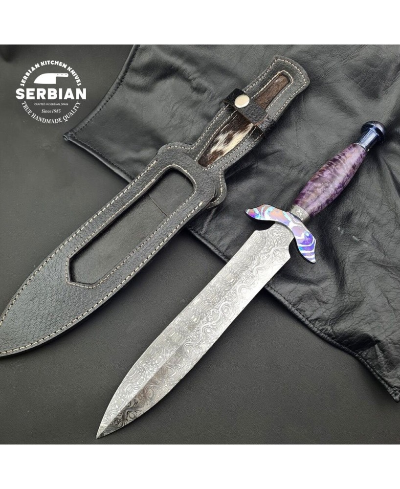 TITANIUM MOSAIC DAMASCUS DAGGER BY SERBIAN KNIVES