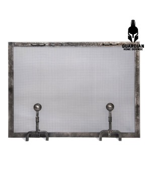 FIREPLACE SCREEN and matching TOOLSET, Forged iron balls