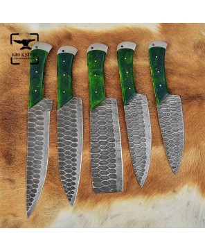 Green Resin Handle Knife Set - Precision & Comfort