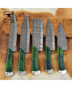 Green Resin Handle Knife Set - Precision & Comfort