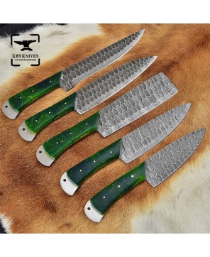 Green Resin Handle Knife Set - Precision & Comfort