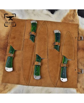 Green Resin Handle Knife Set - Precision & Comfort