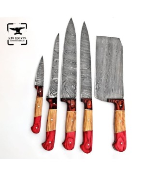 Exotic Wood Chef Knife Set - Precision & Elegance