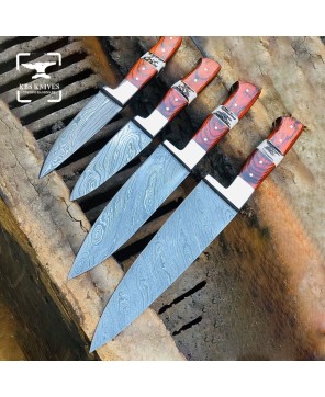 Damascus Chef Knife Set - Exotic Wood & Antler Horn