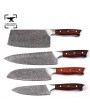 Rosewood Handle Damascus Chef Knife Set