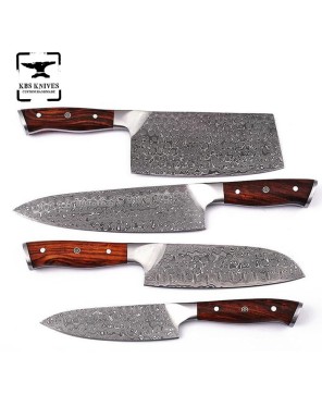 Rosewood Handle Damascus Chef Knife Set