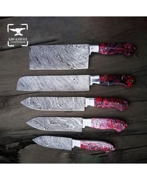 Handmade Damascus Kitchen Knives - Precision & Versatility