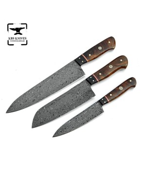 Burl Wood Chef Knife Set