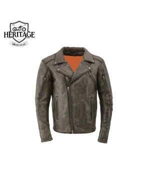 Distressed Brown Leather Motorcycle Jacket