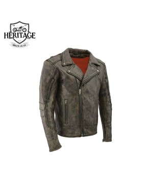 Distressed Brown Leather Motorcycle Jacket