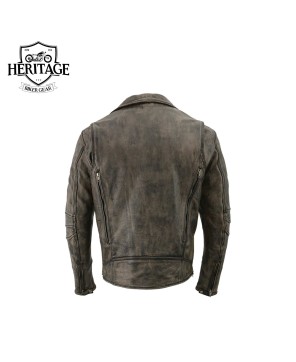Distressed Brown Leather Motorcycle Jacket