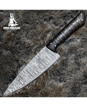 Professional Damascus Steel Kitchen Chef Knife By Custom Forged Blades